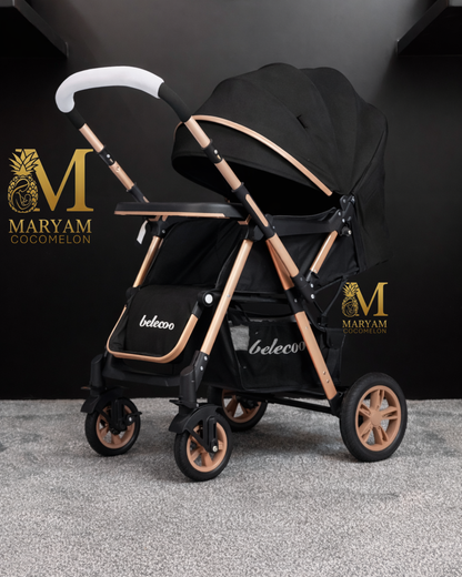 beleeco 511 baby stroller (Rubber wheels and gold rims)
