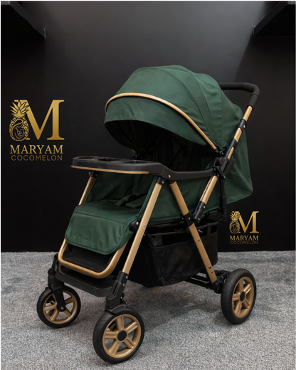 beleeco 511 baby stroller (Rubber wheels and gold rims)