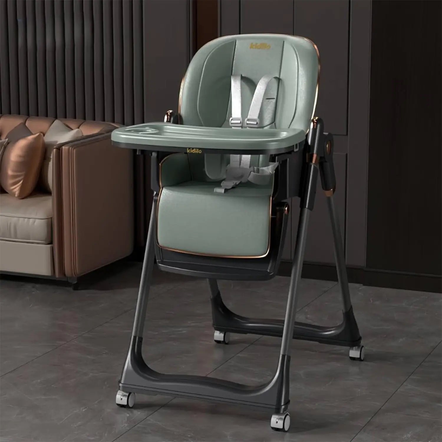 كرسي طعام أطفال Kidilo 8122 قابل للطي ومتعدد الارتفاعات