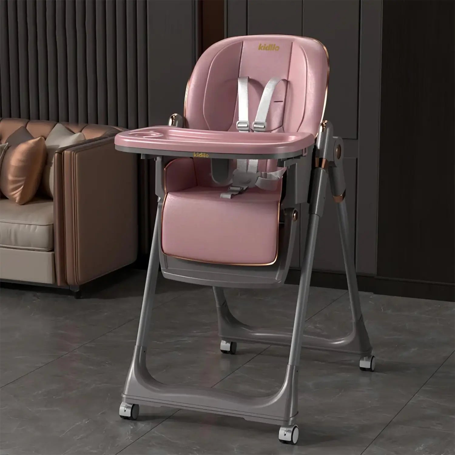 كرسي طعام أطفال Kidilo 8122 قابل للطي ومتعدد الارتفاعات