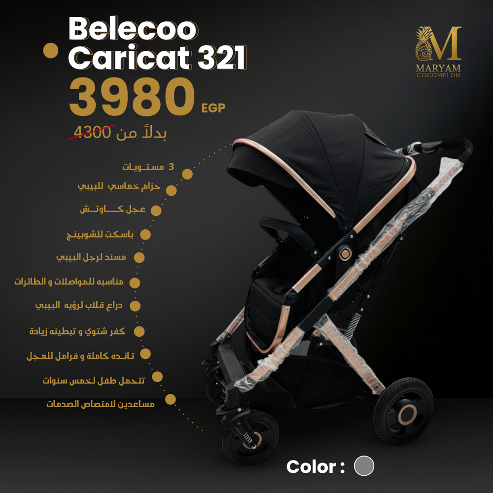 عربة أطفال Belecoo HA321 كاريكوت وسترولر 2 في 1